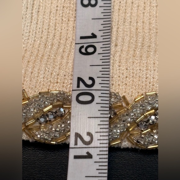 Vintage Chic Cream Cardigan with Gold Jewel Detailing made in USA size 4 - Picture 13 of 13